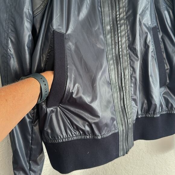 Zara Man Blue Faux Leather 90s Jacket Y2K Moto Streetwear Full Zip Bomber XL - Picture 3 of 10